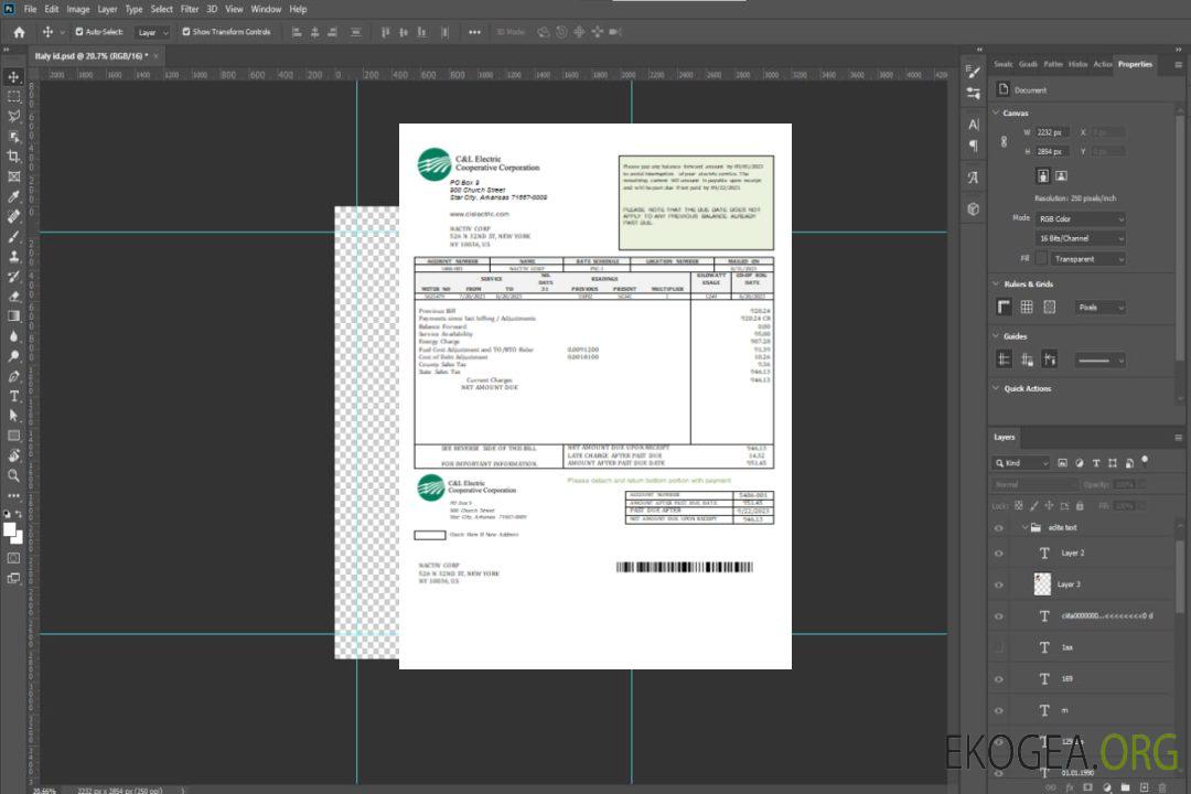Facture commerciale de services publics de C & L Electric Cooperative Corporation, SCR template Facture commerciale de services publics de C & L Electric Cooperative Corporation, SCR template
